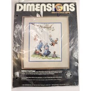 Dimensions Counted Cross Stitch Children Playing On Swing Sets Vintage 1986 NIP